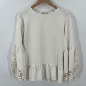 See By Chloe Top With Wide Lace Sleeves Size 36